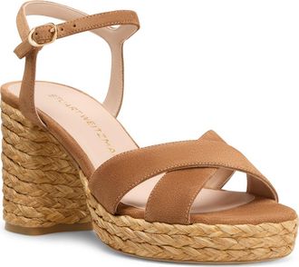 Stuart Weitzman Dayna Platform 80 Sandal in Doe/Natural at Nordstrom, Size 9