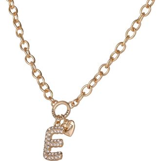 Juicy Couture Bubble Letter Necklace for Women with Clear Stones 18+2, Chunky Initial Necklace Gold-Tone in Letter E at Nordstrom