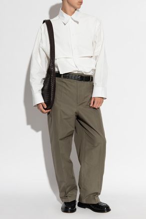 Bottega Veneta Loose-fit Cotton Trousers, Mens, Green