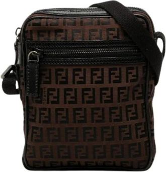 Fendi Pre-owned Cross Body Bags, female, Brown, Size: ONE SIZE Pre-owned Canvas Crossbody Bag