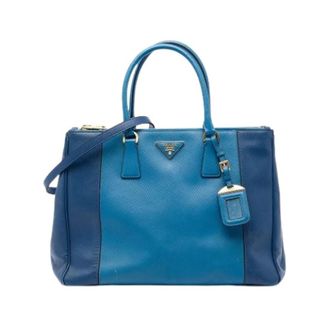 Prada Pre-owned Saffiano Lux Galleria - Dames - Pre-owned - Blauw - Maat: ONE Size Leer