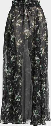 Dolce & Gabbana Floral Silk Chiffon Maxi Pull-On Skirt
