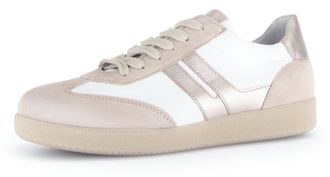 Gabor Sneaker GABOR, Damen, Gr. 36, beige (beige, wei&szlig;), Glattleder, Ziegenveloursleder, kontrastfarbene Details, Schuhe Sneaker, Freizeitschuh, Halbschuh, 