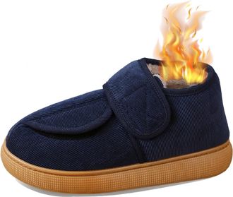 Generic Slipper for Women Men Warm Fur Lining Non-Slip Soles Winter Snow Booties with Adjustable Straps for Indoor/Outdoor Warmth for Elderly Swollen Feet Wom