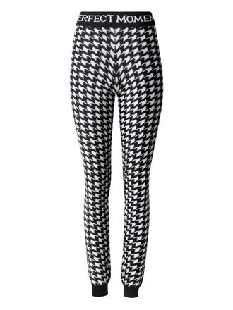 Perfect Moment houndstooth-pattern logo-waistband pants - Black