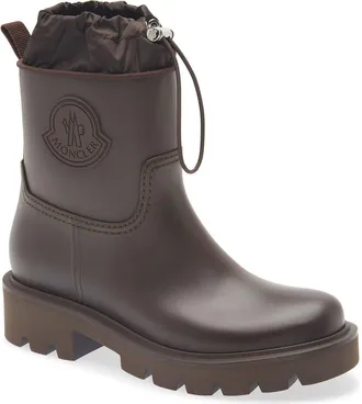 Moncler Kickstream Waterproof Rain Boot in Dark Brown at Nordstrom, Size 40