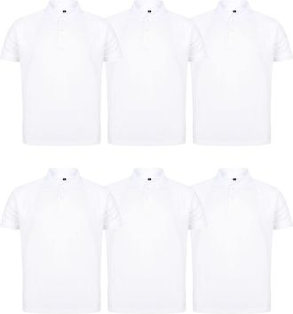 Generic 6 Pack Adults Pique Polo (White, 3XL)