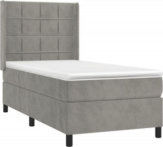 vidaXL Cama Box Spring Colch&oacute;n Y Led Terciopelo Gris Claro 80x200 Cm Vidaxl