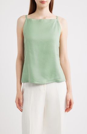 Theory Apron Linen Blend Tank in Delicate Green at Nordstrom, Size X-Large