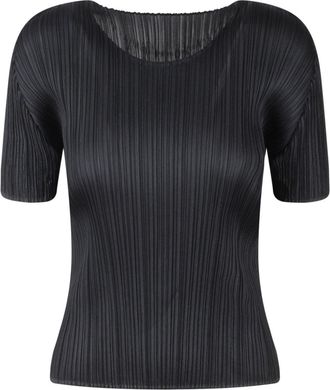Pleats Please Issey Miyake pliss&eacute;-effect top - Black