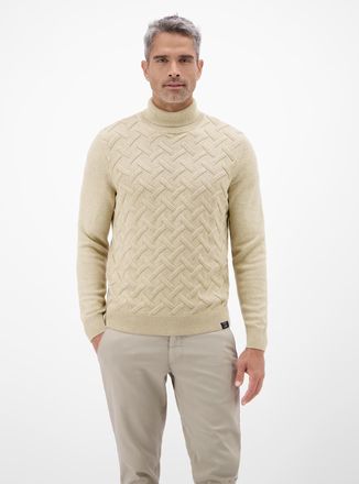 Lerros Rollkragenpullover LERROS Stylischer Rollkragenpullover - modisch gemustert, Herren, Gr. 3XL, tender beige melange, 100% Baumwolle, ohne Ausschnitt, P