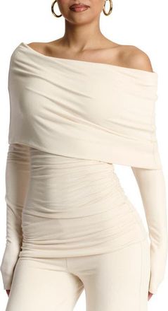 Naked Wardrobe Off the Shoulder Top in Cream at Nordstrom, Size X-Small