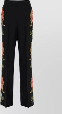 Etro silk wide leg trousers side embellishments