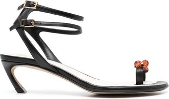 Lanvin Swing 55mm knot-embellished sandals - women - Calf Leather/Calf Leather/Calf Leather/glass - 35 - Black