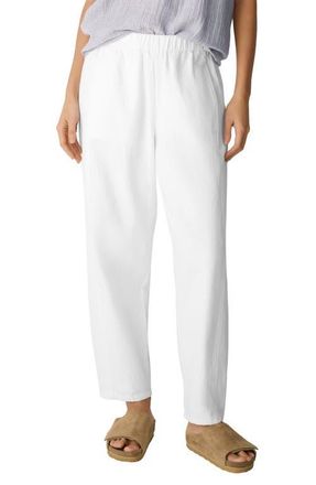 Eileen Fisher Organic Cotton & Organic Linen Ankle Lantern Pants in White at Nordstrom, Size Xx-Small