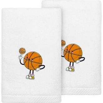 Linum Home Textiles 2-Pack Embroidered Hand Towel in White Basketball at Nordstrom Rack