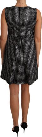 Dolce & Gabbana Gray Houndstooth Floral Appliqu&eacute; Shift Mini Womens Dress