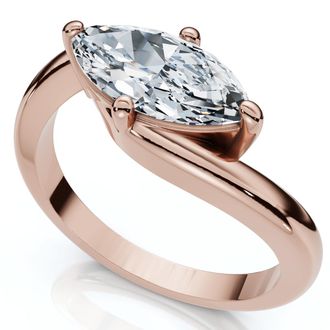 Pompeii3 1Ct Marquise Diamond Solitaire Curve East To West Ring Gold Lab Grown Gold