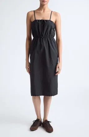 Cecilie Bahnsen Barr Drawstring Waist Dress in Black at Nordstrom, Size 14