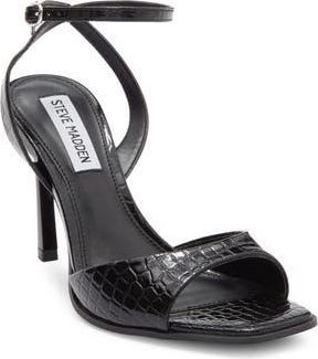 Steve Madden Presten Ankle Strap Sandal in Black Lizard at Nordstrom Rack, Size 9.5