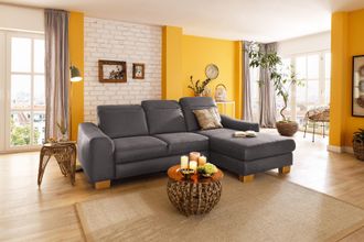 HOME AFFAIRE Ecksofa »Dundee L-Form« wahlweise mit Kopfteilverstellung und zusätzlich mit Bettfunktion
