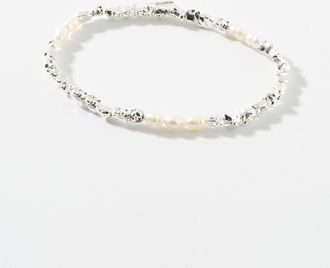 Pilgrim Womens Pearl and hammered-nugget bracelet