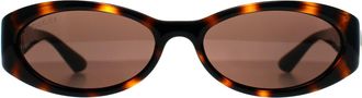 Gucci Oval Womens Shiny Dark Havana Brown GG1660S - One Size