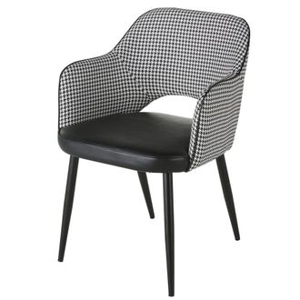 Maisons du monde Sillón profesional de acero negro con motivo de pata de gallo