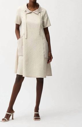 Joseph Ribkoff Geometric Textured Jacquard A-Line Dress In Moonstone