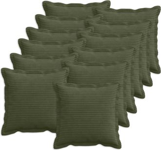 vidaXL Funda De Almohada 12 Uds. Houten Verde 40 X 40 Cm Pana Vidaxl