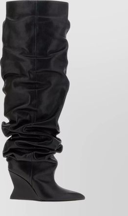 Balmain knee-high leather wedge boots