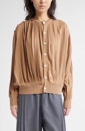 Undercover Pleated Cardigan in Beige at Nordstrom, Size 1
