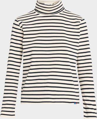 Kule The Turtleneck Striped Long-Sleeve Cotton Sweater