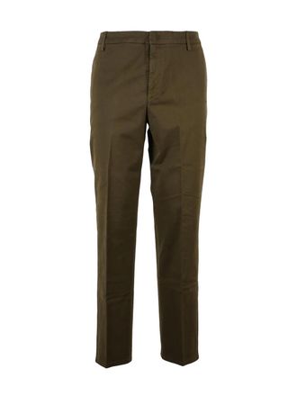 Dondup Military Green James Straight-Leg Stretch Cotton Trousers