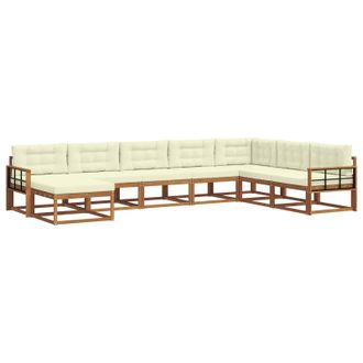 vidaXL Conjunto De Sof&aacute;s De Exterior Con Coj&iacute;n 8 Pcs Natural Y Crema Vidaxl