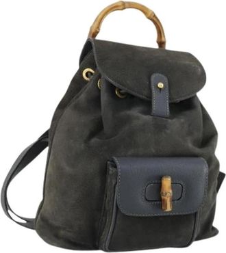 Gucci Pre-owned Vintage Rugzak - Dames - Vintage Rugzakken - Blauw - ONE Size - Leer - Vintage