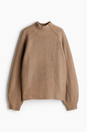 H&M Gerippter Pullover mit Turtleneck - Beige