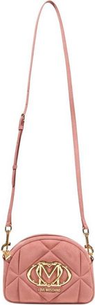 Love Moschino Womens Quilted Suede Shoulder Bag Pink Leather