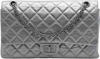 Chanel Pre-owned Reissue Double Flap Schoudertas - Dames - Vintage Schoudertas - Grijs - ONE Size - Leer - Vintage