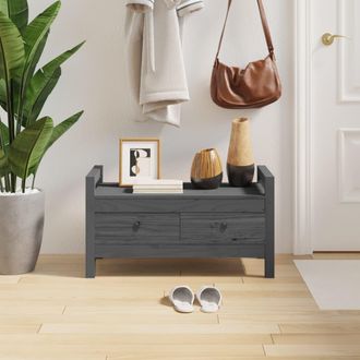 vidaXL Vidaxl - Banco De Recibidor Madera Maciza De Pino Gris 80x40x43 Cm