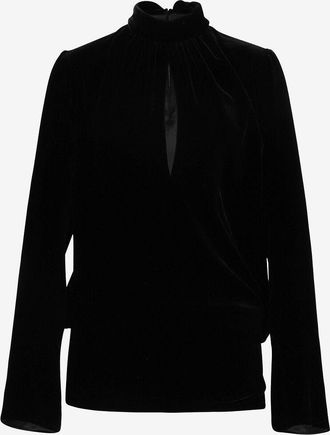 Saint Laurent Minikleid aus Samt mit langen Ärmeln