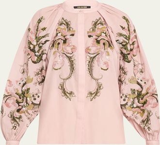 Kobi Halperin Heidi Sequin Floral-Print Blouse