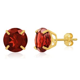 MAX + STONE 14k Yellow or White Gold 9mm Round Large Gemstone Stud Earrings