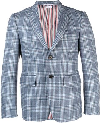 Thom Browne check-print wool-cashmere suit jacket - men - Wool/Cashmere/Cupro - 2 - Blue
