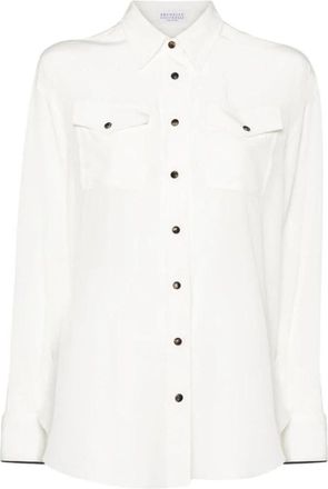 Brunello Cucinelli Long Sleeve Utility Shirt - Dames - Overhemden - Beige - L - Overhemden