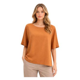 Maliparmi Blouses, female, Brown, Size: XL Blusa A Manica Corta IN Seta