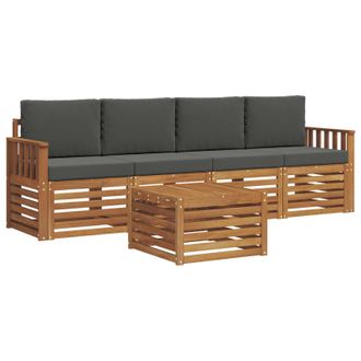 vidaXL Conjunto De Sof&aacute;s De Exterior 5 Pcs Natural Y Antracita Vidaxl