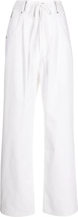 GOEN.J contrasting-panel wide-leg trousers - women - Cotton/Cotton - S - White