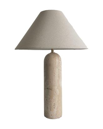 Deco Wood L&aacute;mpara de mesa de m&aacute;rmol travertino en color natural de 51cm
