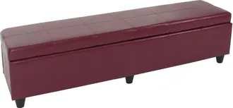 Hhg Non Utilizzato] Panca Contenitore Elegante Kriens Xxl Ecopelle 180x45x45cm Rosso